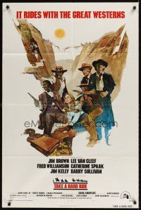 9c828 TAKE A HARD RIDE style A 1sh '75 Rogers art of Jim Brown, Lee Van Cleef & Fred Williamson!