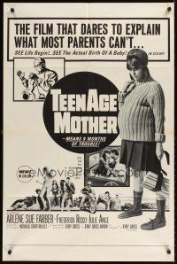9c845 TEENAGE MOTHER 1sh '66 way more than nine months of trouble, Jerry Gross camp classic!