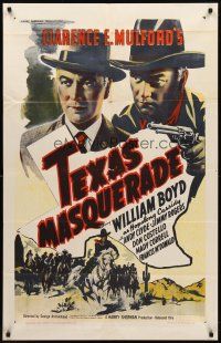 9c857 TEXAS MASQUERADE 1sh R50s Andy Clyde, William Boyd as Hopalong Cassidy!