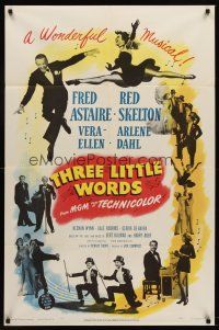 9c874 THREE LITTLE WORDS 1sh '50 art of Fred Astaire, Red Skelton & super sexy dancing Vera-Ellen!
