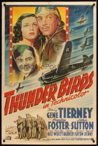 9c878 THUNDER BIRDS 1sh '42 stone litho of Gene Tierney, Preston Foster & John Sutton in WWII!