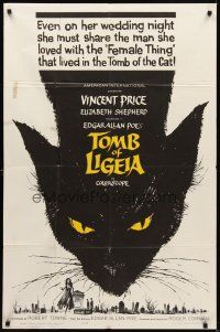 9c892 TOMB OF LIGEIA 1sh '65 Vincent Price, Roger Corman, Edgar Allan Poe, cool cat artwork!