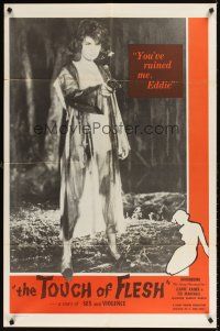 9c900 TOUCH OF FLESH 1sh '60 great image of girl in robe w/gun, You've ruined me, Eddie!