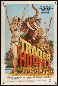 9c905 TRADER HORNEE 1sh '70 the film that breaks the law of the jungle, sexiest artwork!