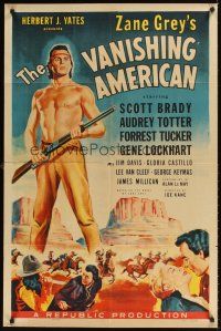 9c937 VANISHING AMERICAN 1sh '55 Zane Grey, cool artwork of barechested Navajo Indian Scott Brady!