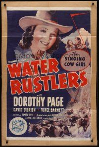 9c955 WATER RUSTLERS kraftbacked 1sh '39 Dorothy Page as The Singing Cow Girl, David O'Brien!