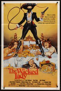 9c973 WICKED LADY 1sh '83 Michael Winner, cool art of Faye Dunaway w/pistol and whip!