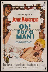 9c978 WILL SUCCESS SPOIL ROCK HUNTER 1sh '57 super sexy Jayne Mansfield wearing only a sheet!