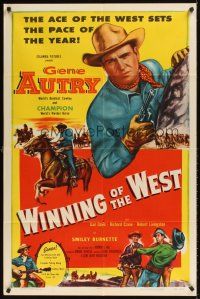 9c981 WINNING OF THE WEST 1sh '52 Gene Autry, the ace of the west, Champion!