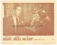 9d242 BIG SLEEP LC #8 R54 Humphrey Bogart looks puzzled by sexpot Martha Vickers, Howard Hawks!