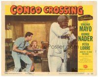 9d314 CONGO CROSSING LC #8 '56 George Nader, Rex Ingram & Virginia Mayo shooting guns!