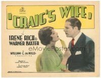 9d037 CRAIG'S WIFE TC '28 Warner Baxter and pretty Irene Rich stare at each other!