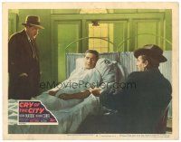 9d334 CRY OF THE CITY LC #2 '48 Victor Mature shows bullet to Richard Conte in hospital!