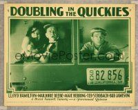 9d363 DOUBLING IN THE QUICKIES LC '32 c/u of Lloyd Hamilton & Marjorie Beebe scared in cab of truck!