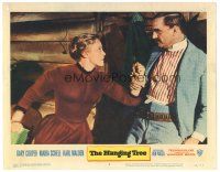 9d456 HANGING TREE LC #5 '59 Karl Malden grabs pretty Maria Schell by the arm, Delmer Daves