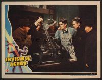 9d507 INVISIBLE AGENT LC '42 gruesome scene of Peter Lorre about to amputate Jon Hall's hand!