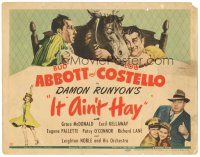 9d078 IT AIN'T HAY TC '43 wacky art of Bud Abbott & Lou Costello sleeping in bed with horse!