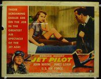 9d529 JET PILOT LC #4 '57 John Wayne stares at sexy Janet Leigh's nyloned leg!
