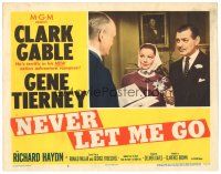 9d642 NEVER LET ME GO LC #5 '53 Clark Gable & pretty Gene Tierney get married!