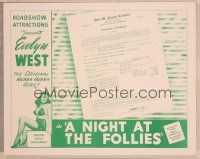 9d648 NIGHT AT THE FOLLIES LC '47 certificate showing Evelyn West's bosoms were insured for $50k!