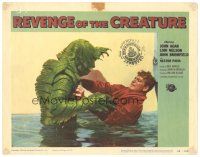 9d730 REVENGE OF THE CREATURE LC #7 '55 close up of John Bromfield in water with the monster!