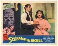 9d760 SCREAMING SKULL LC #7 '58 terrified Peggy Webber runs by John Hudson, great horror art!
