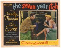 9d007 SEVEN YEAR ITCH LC #2 '55 Billy Wilder, c/u of Tom Ewell & sexy Marilyn Monroe with drink!