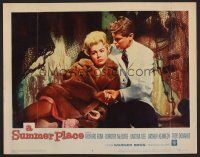 9d841 SUMMER PLACE LC #8 '59 Troy Donahue in tie & jacket holds sexy Sandra Dee in fur coat!