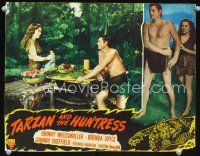 9d853 TARZAN & THE HUNTRESS LC #1 '47 Johnny Weissmuller smiles at Brenda Joyce during lunch!