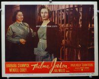 9d868 THELMA JORDON LC #8 '50 prison matron takes Barbara Stanwyck out of her jail cell!