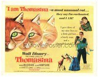 9d150 THREE LIVES OF THOMASINA TC '64 Walt Disney, great art of winking & smiling cat!