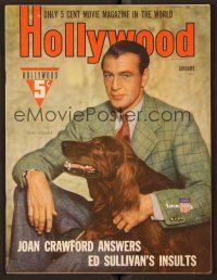 9e145 HOLLYWOOD magazine January 1941 great close up of Gary Cooper with his dog!
