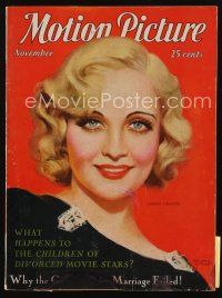 9e124 MOTION PICTURE magazine November 1931 artwork of sexy Carole Lombard by Marland Stone!