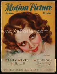 9e123 MOTION PICTURE magazine October 1931 wonderful art of Billie Dove by Marland Stone!