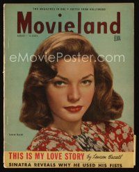 9e177 MOVIELAND magazine August 1947 portrait of sexiest Lauren Bacall by Carlyle Blackwell Jr.!