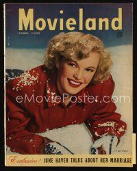 9e181 MOVIELAND magazine December 1947 sexy June Haver in the snow by Carlyle Blackwell Jr.!
