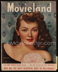 9e176 MOVIELAND magazine July 1947 portrait of sexy brunette Lana Turner by Carlyle Blackwell Jr.!