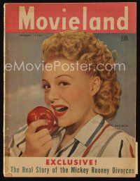 9e178 MOVIELAND magazine September 1947 portrait of Betty Hutton eating apple by Bud Fraker!