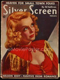 9e149 SILVER SCREEN magazine February 1938 great artwork of sexy Bette Davis by Marland Stone!