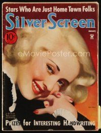 9e148 SILVER SCREEN magazine January 1935 art of sexy blonde Bette Davis by John Rolston Clarke!