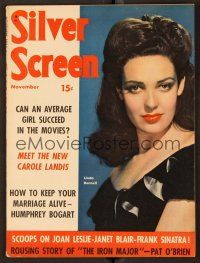 9e151 SILVER SCREEN magazine November 1943 close portrait of sexy Linda Darnell from Buffalo Bill!