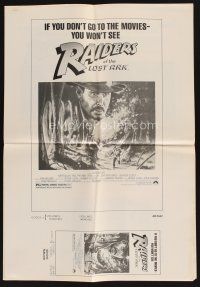 9e444 RAIDERS OF THE LOST ARK pressbook supplement '81 art of Harrison Ford by Richard Amsel!