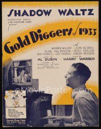 9e319 GOLD DIGGERS OF 1933 sheet music '33 Joan Blondell, Dick Powell playing piano, Shadow Waltz!