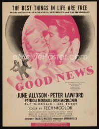 9e321 GOOD NEWS sheet music '47 June Allyson & Peter Lawford, The Best Things in Life Are Free!