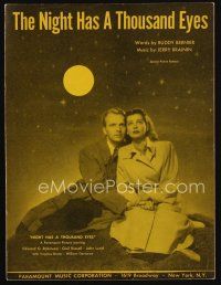 9e329 NIGHT HAS A THOUSAND EYES sheet music '48 John Lund, Gail Russell, the title song!