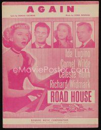 9e337 ROAD HOUSE sheet music '48 Ida Lupino, Cornel Wilde, Celeste Holm, Richard Widmark, Again!