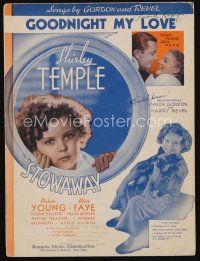 9e349 STOWAWAY sheet music '36 adorable Shirley Temple, Robert Young, Goodnight My Love!
