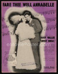 9e352 SWEET MUSIC sheet music '35 Rudy Vallee & Ann Dvorak, Fare Thee Well Annabelle!