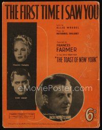 9e357 TOAST OF NEW YORK English sheet music '37 Frances Farmer, Cary Grant, The First Time I Saw You