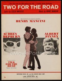 9e359 TWO FOR THE ROAD sheet music '67 Audrey Hepburn & Albert Finney, Stanley Donen, title song!